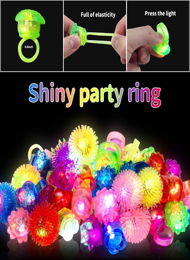 Ynanimery 65 Pack Light Up Rings Glow in The Dark Party Supplies, Glow Rings Bulk Party Favors for Kids Adults, LED Colorful Rubber Ring Surprise Gifts for Birthday Christmas Halloween Party Decorations - Image 3